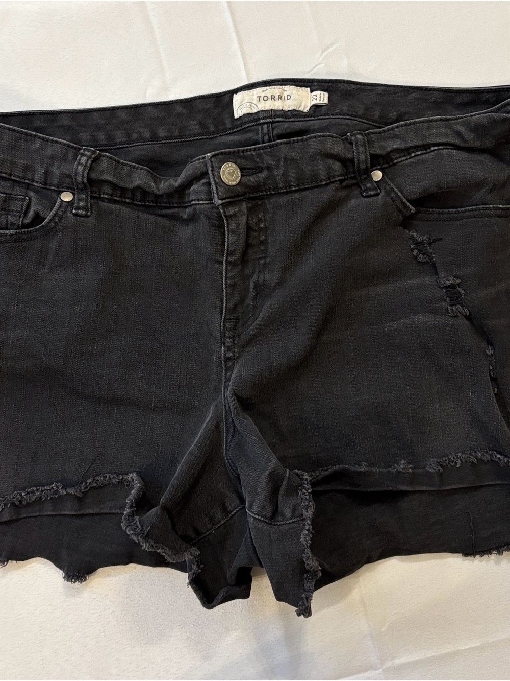 Torrid Plus Size Black Distressed Frayed Hem Jean Shorts  sz 22